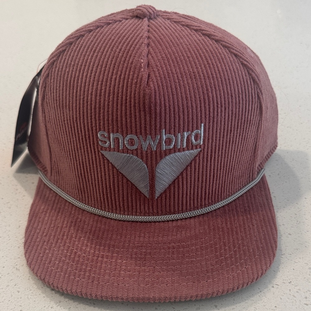 Snowbird Ski Resort Corduroy Cap in Burgundy Flat Brim